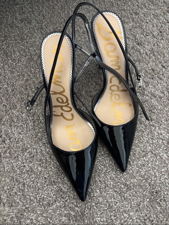 Sam Edelman Shoes - Sam Edelman Black Patent Pointed Slingback Heels